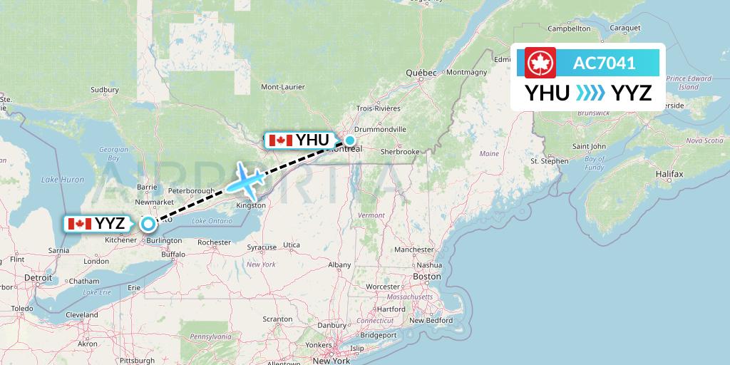 AC7041 Air Canada Flight Map: Montreal to Toronto