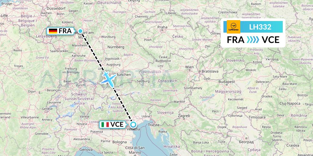 LH332 Lufthansa Flight Map: Frankfurt to Venice