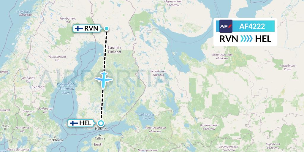 AF4222 Air France Flight Map: Rovaniemi to Helsinki