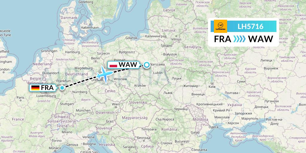 LH5716 Lufthansa Flight Map: Frankfurt to Warsaw