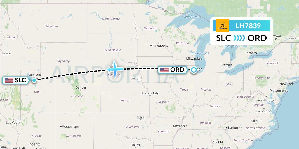 LH7839 Lufthansa Flight Map: Salt Lake City to Chicago