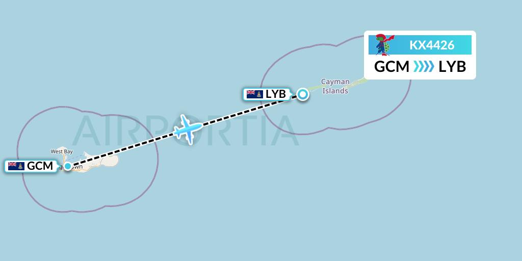 KX4426 Cayman Airways Flight Map: George Town to Little Cayman