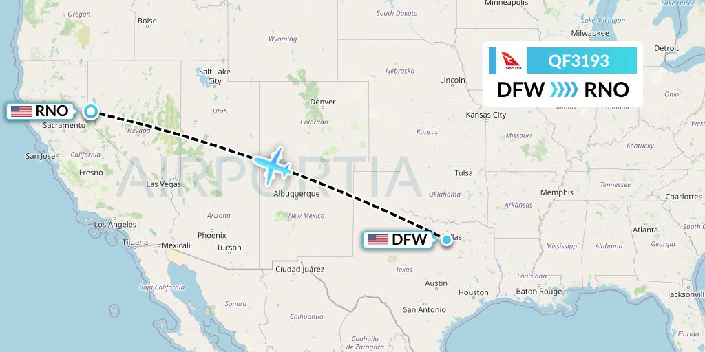 QF3193 Qantas Flight Map: Dallas to Reno