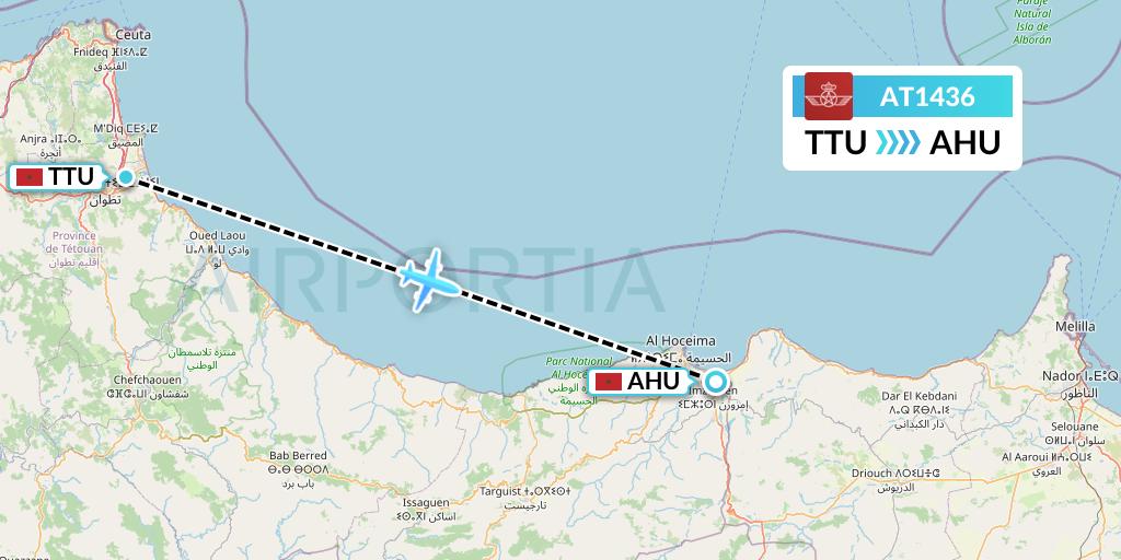 AT1436 Royal Air Maroc Flight Map: Tetuan to Al Hoceima