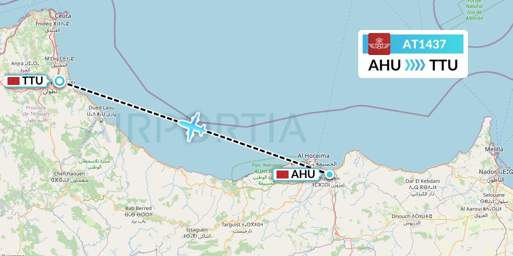 AT1437 Royal Air Maroc Flight Map: Al Hoceima to Tetuan