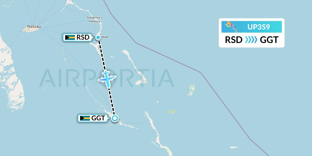 UP359 Bahamasair Flight Map: Rock Sound to George Town