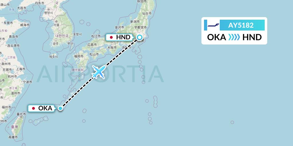 AY5182 Finnair Flight Map: Naha to Tokyo