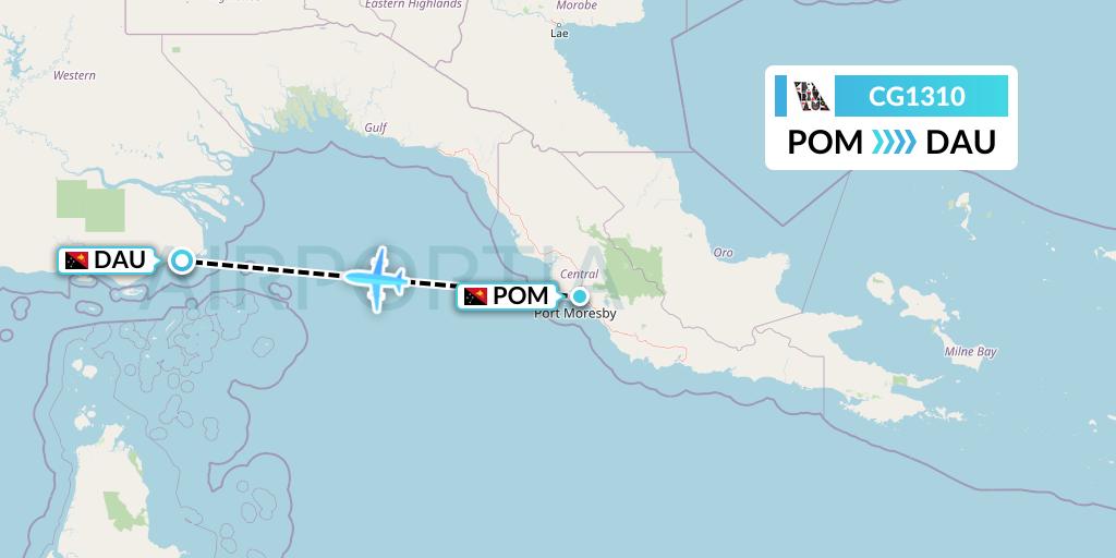 CG1310 Airlines PNG Flight Map: Port Moresby to Daru