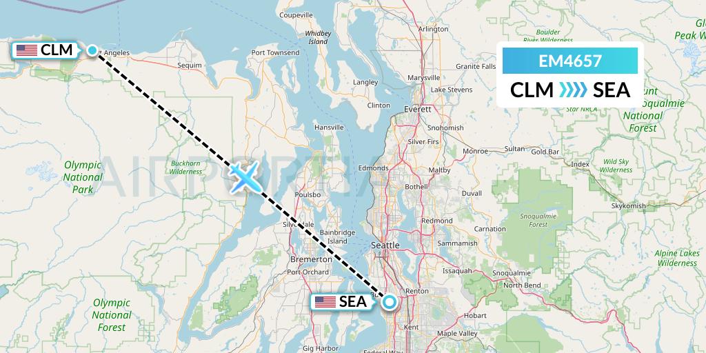EM4657 Empire Airlines Flight Map: Port Angeles to Seattle