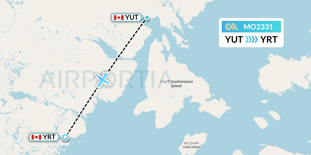 MO2331 Calm Air Flight Map: Repulse Bay to Rankin Inlet