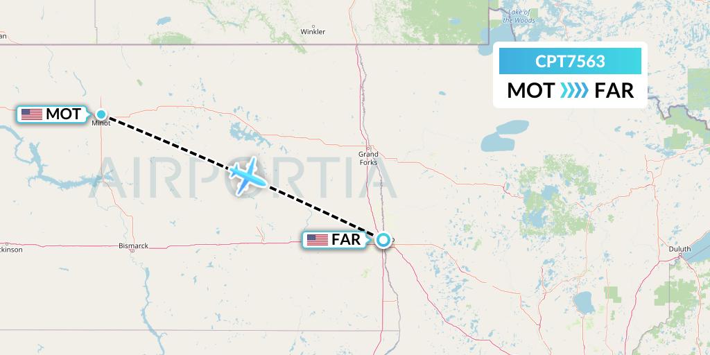 CPT7563 Corporate Air Flight Map: Minot to Fargo