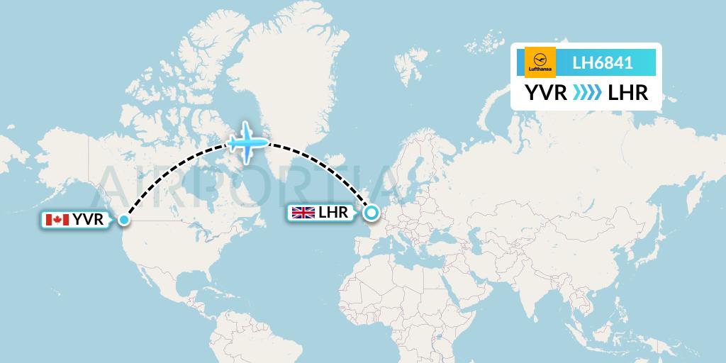 LH6841 Lufthansa Flight Map: Vancouver to London