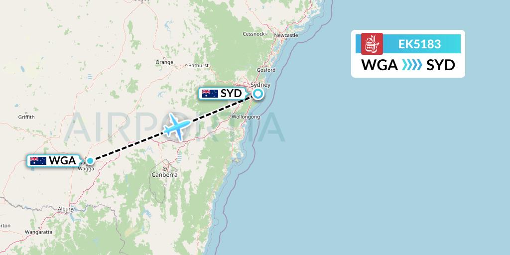 EK5183 Emirates Flight Map: Wagga Wagga to Sydney