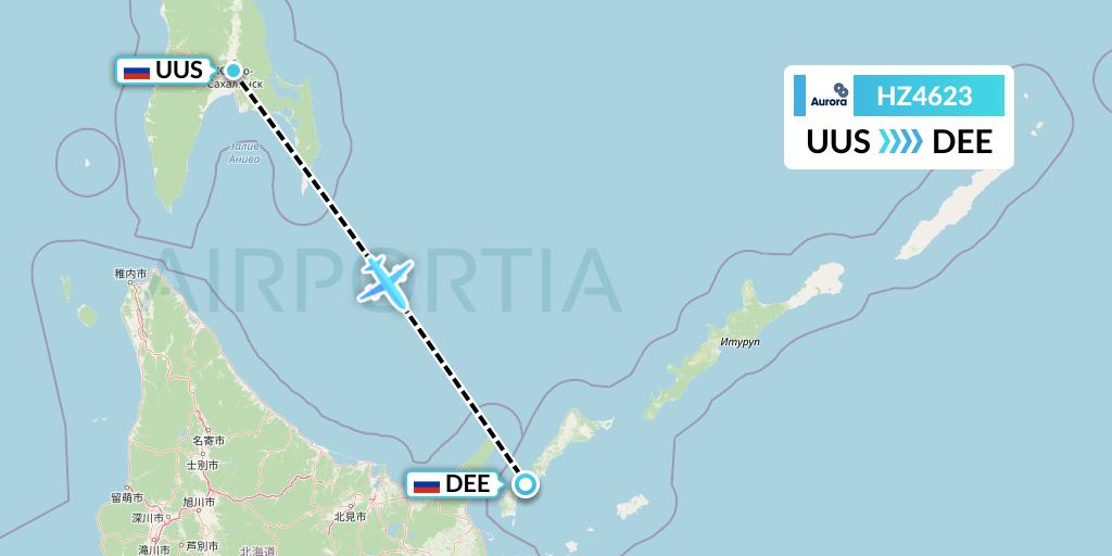 HZ4623 Aurora Flight Map: Yuzhno-Sakhalinsk to Yuzhno-Kurilsk