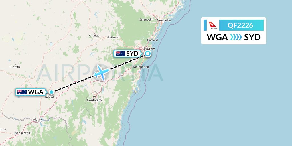 QF2226 Qantas Flight Map: Wagga Wagga to Sydney