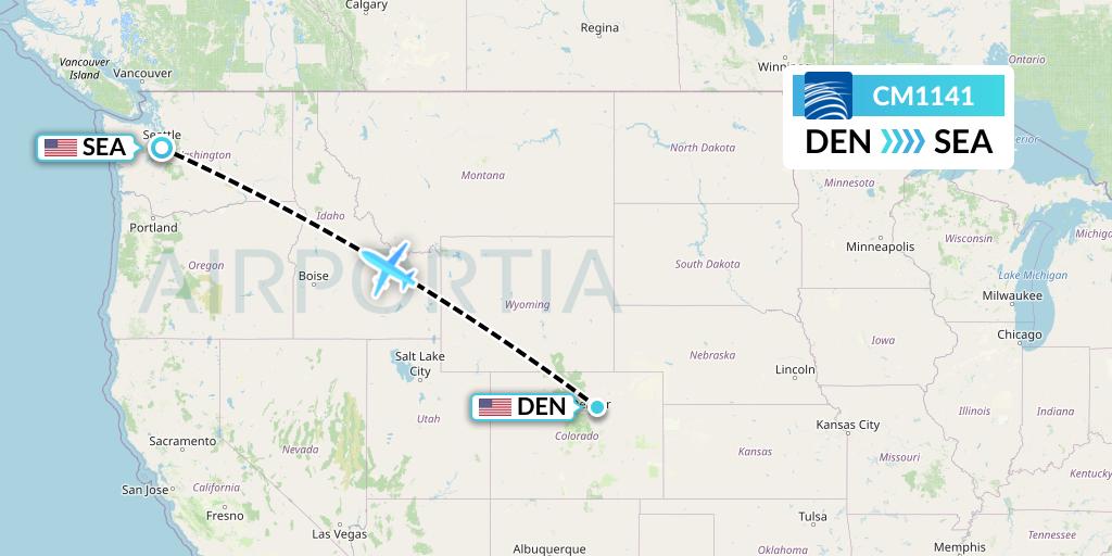 CM1141 Copa Airlines Flight Map: Denver to Seattle