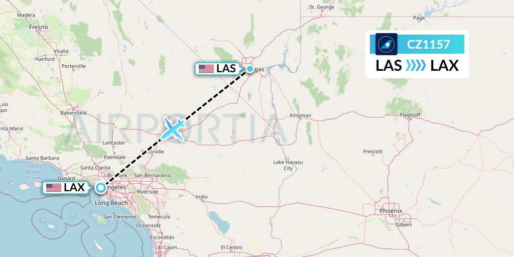 CZ1157 China Southern Airlines Flight Map: Las Vegas to Los Angeles