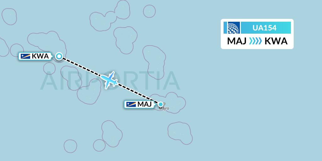 UA154 United Airlines Flight Map: Majuro to Kwajalein