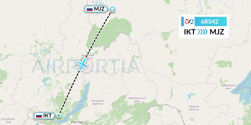 6R542 Alrosa Flight Map: Irkutsk to Mirny