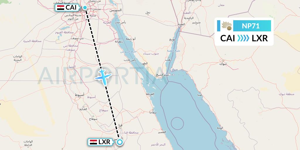 NP71 Nile Air Flight Map: Cairo to Luxor
