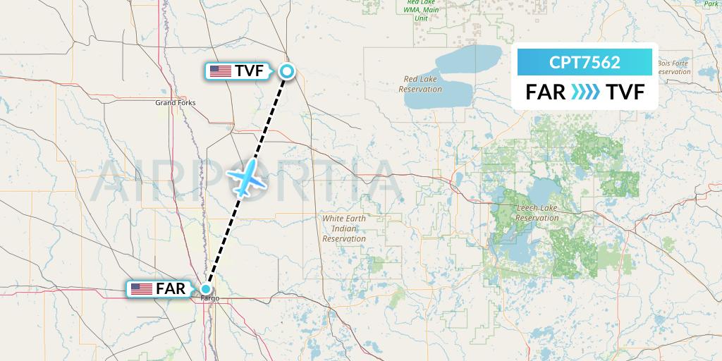CPT7562 Corporate Air Flight Map: Fargo to Thief River Falls