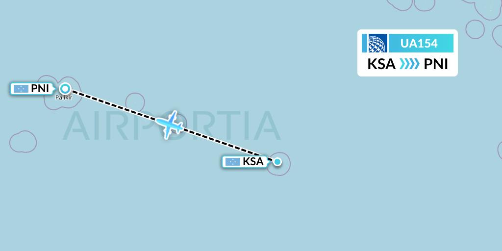 UA154 United Airlines Flight Map: Kosrae to Pohnpei