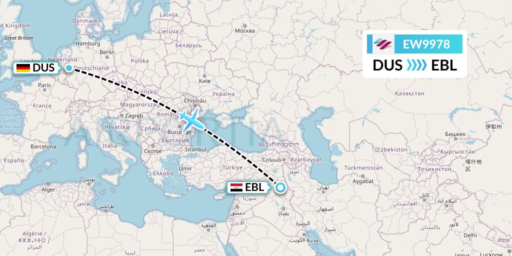 EW9978 Eurowings Flight Map: Dusseldorf to Arbil