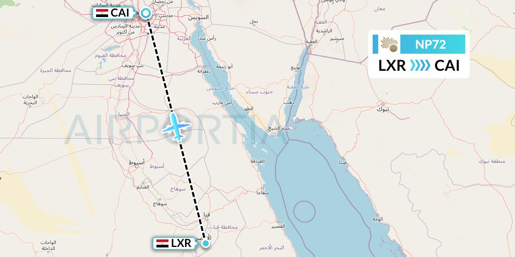 NP72 Nile Air Flight Map: Luxor to Cairo