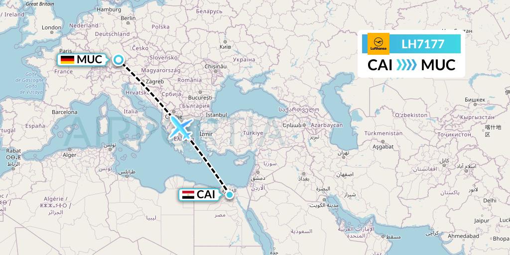 LH7177 Lufthansa Flight Map: Cairo to Munich