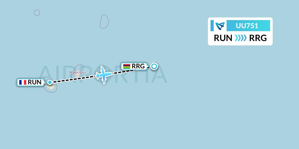 UU751 Air Austral Flight Map: Saint-Denis to Port Mathurin
