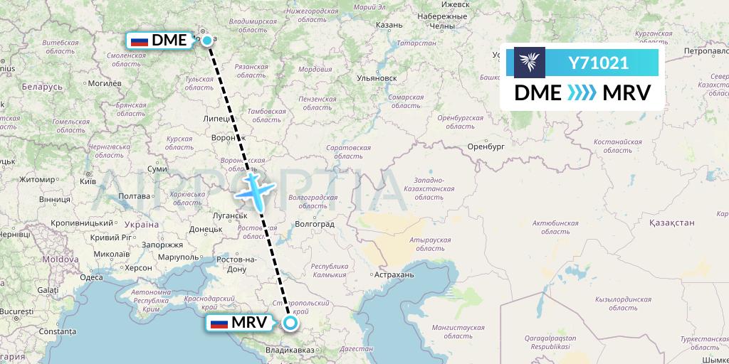 Y71021 NordStar Flight Map: Moscow to Mineralnye Vody
