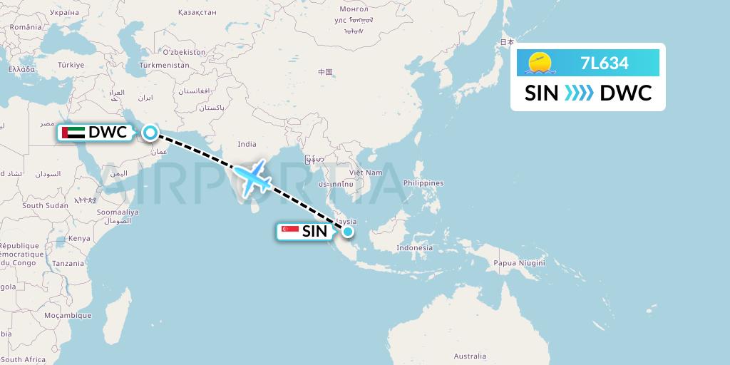 7L634 Silk Way West Airlines Flight Map: Singapore to Dubai