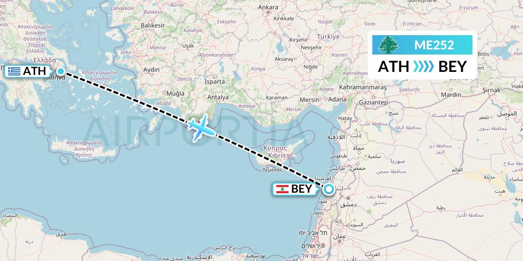 ME252 MEA Flight Map: Athens to Beirut