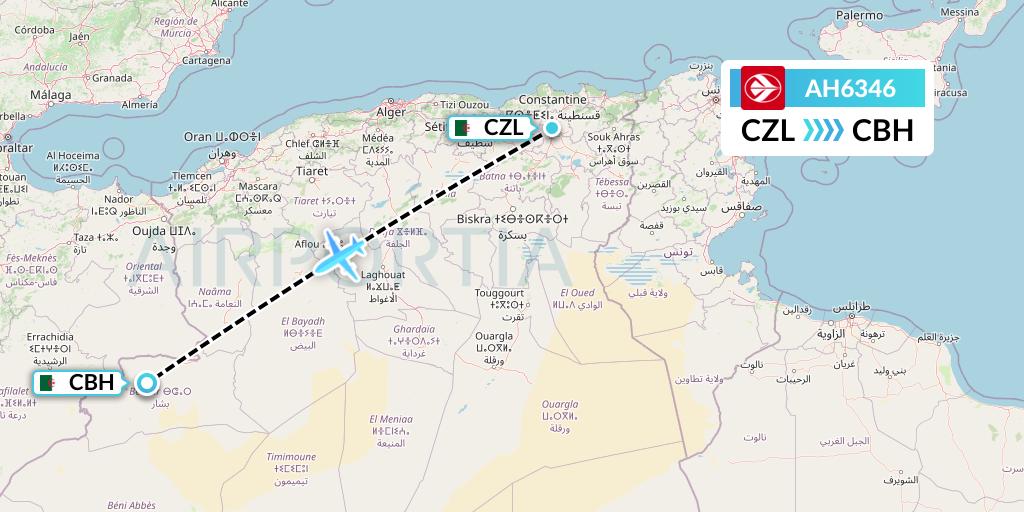 AH6346 Air Algerie Flight Map: Constantine to Bechar