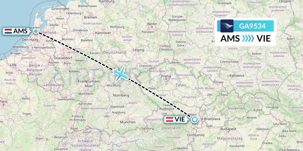 GA9534 Garuda Indonesia Flight Map: Amsterdam to Vienna