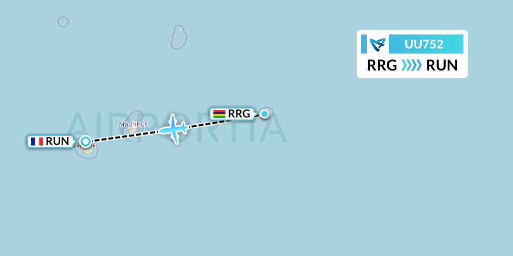 UU752 Air Austral Flight Map: Port Mathurin to Saint-Denis