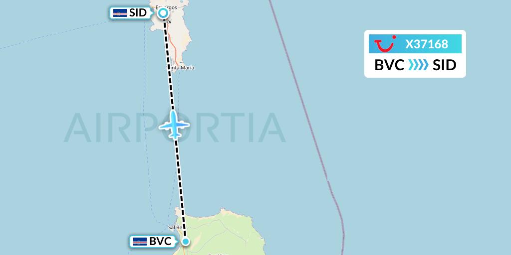X37168 TUI fly Germany Flight Map: Boa Vista to Espargos