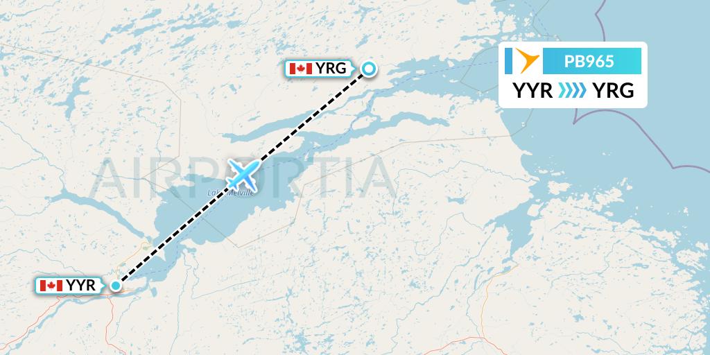 PB965 PAL Airlines Flight Map: Goose Bay to Rigolet