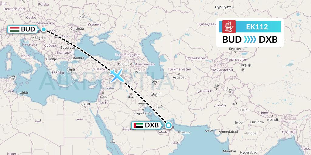 EK112 Flight Status Emirates Budapest to Dubai (UAE112)