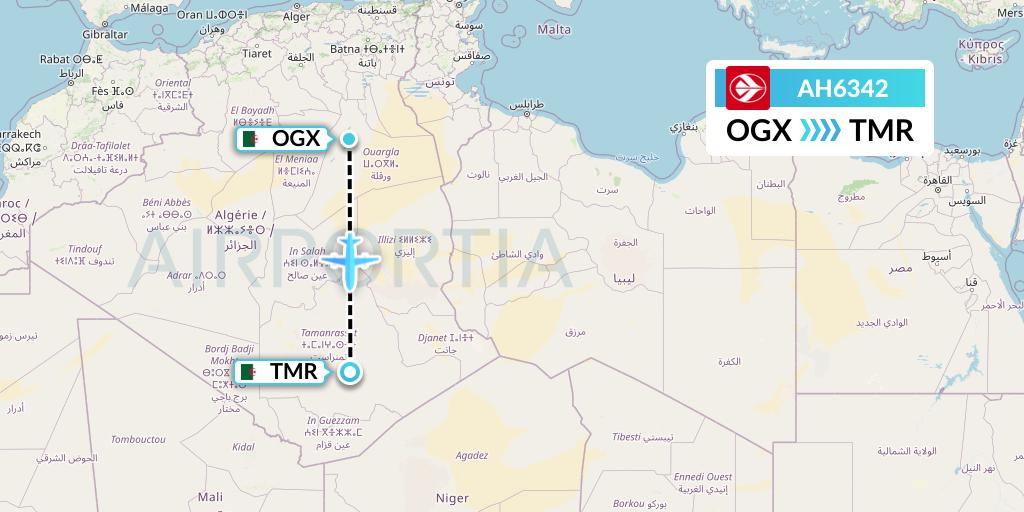 AH6342 Air Algerie Flight Map: Ouargla to Tamanrasset