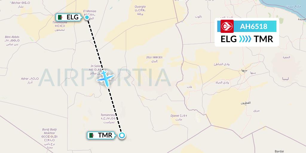AH6518 Air Algerie Flight Map: Algeria to Tamanrasset