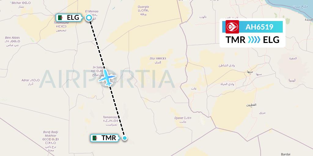 AH6519 Air Algerie Flight Map: Tamanrasset to Algeria