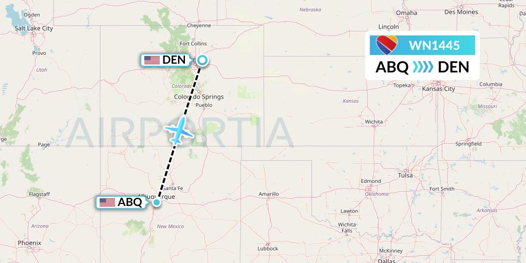WN1445 Southwest Airlines Flight Map: Albuquerque to Denver
