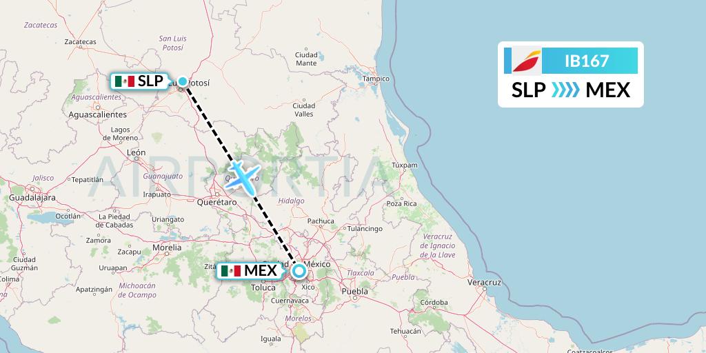 IB167 Iberia Flight Map: San Luis Potosi to Mexico City