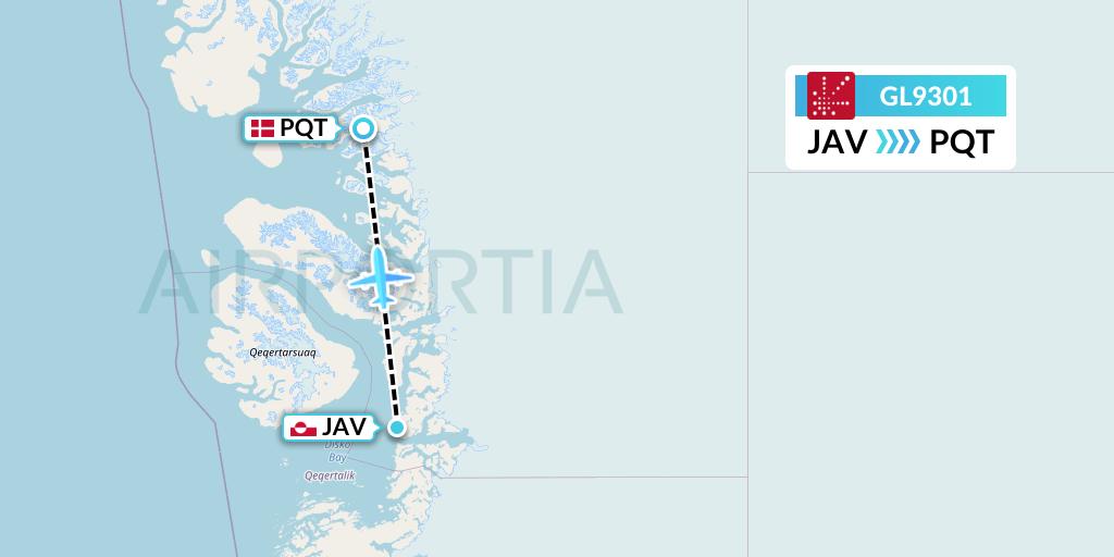 GL9301 Air Greenland Flight Map: Ilulissat to Qeqertaq