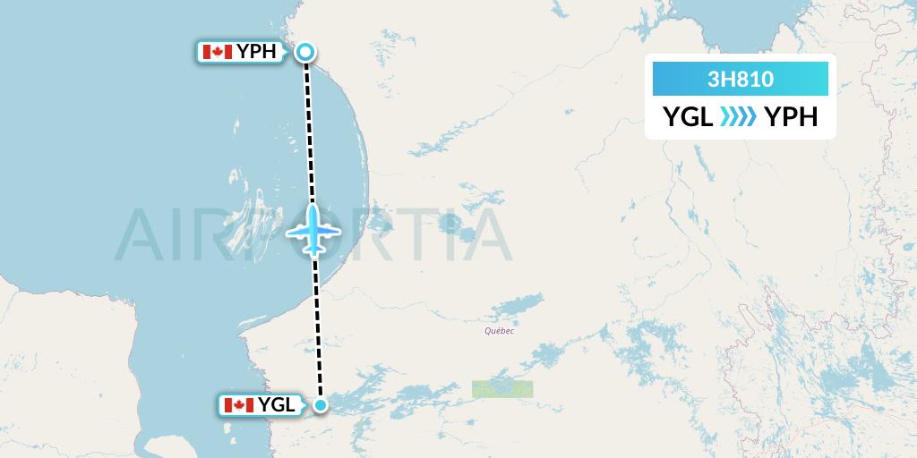 3H810 Air Inuit Flight Map: La Grande Riviere to Inukjuak