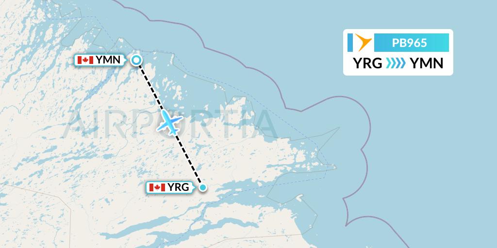 PB965 PAL Airlines Flight Map: Rigolet to Makkovik