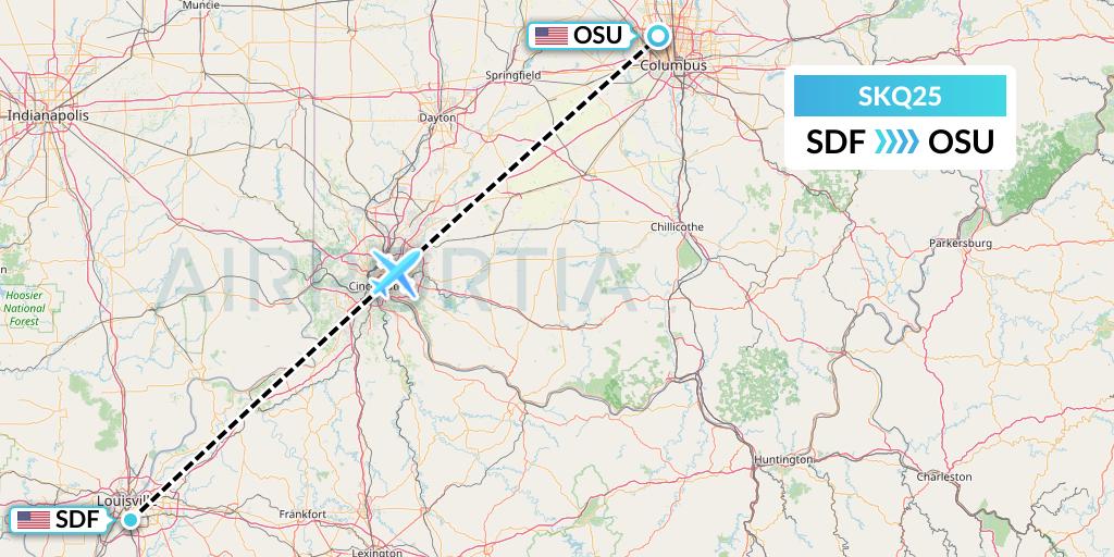 SKQ25 Labcorp Flight Map: Louisville to Columbus