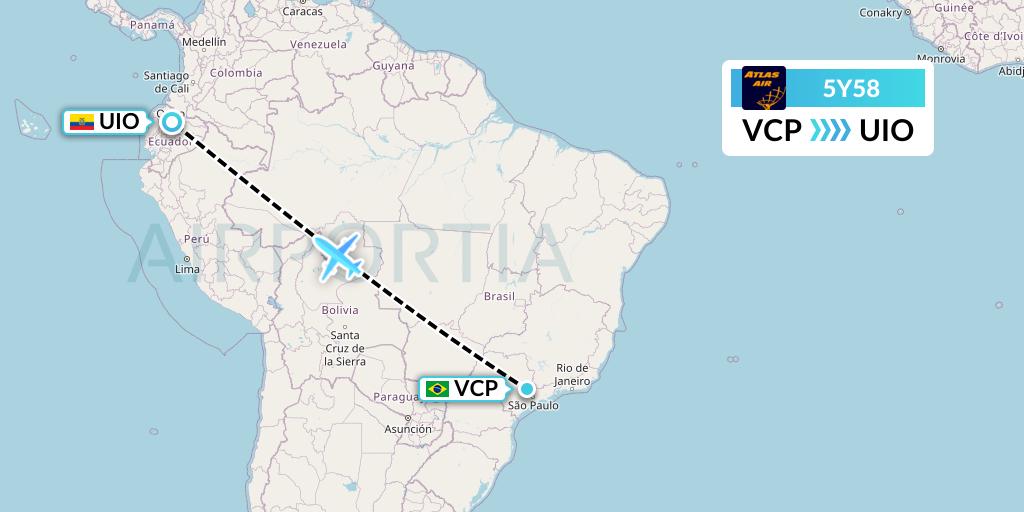 5Y58 Atlas Air Flight Map: Campinas to Quito