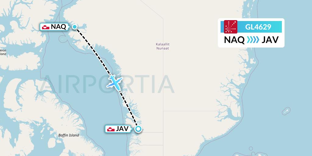 GL4629 Air Greenland Flight Map: Qaanaaq to Ilulissat